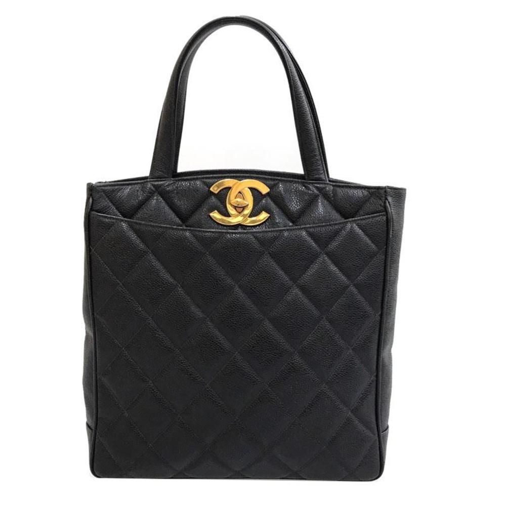 Chanel Tote Bag Deca Coco Turnlock Caviar Skin Black Handbag